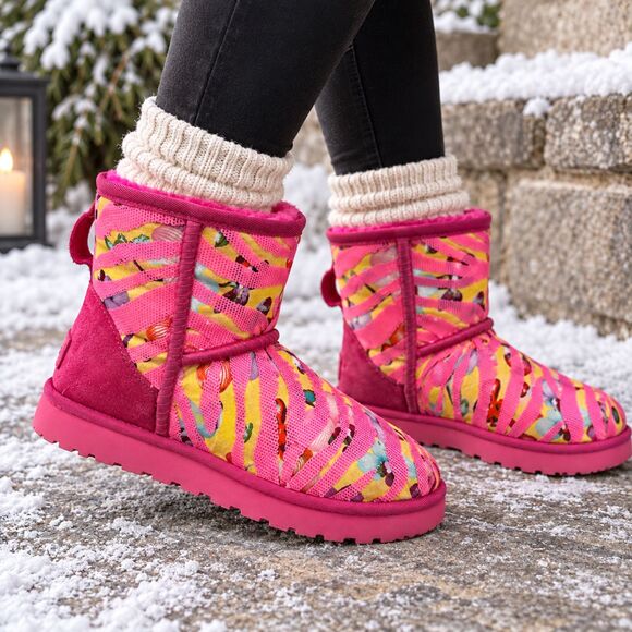 UGG Shoes - UGG Classic Mini Tiger Flower Sequin Pink Boots 1124951 Women's 8